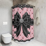 Obsidian Lace Bow in Princess Pink - Shower Curtains