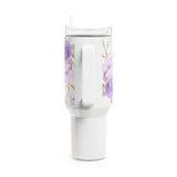 Glam Cup Tumbler, 40oz - Watercolor Purple Floral - White