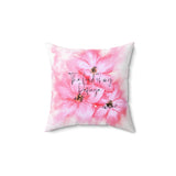 Square Pillow - Pink Passion Watercolor Plumeria - The Lord is my Refuge (Faith)