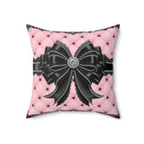 Obsidian Black Bow in Princess Pink - Square Pillow
