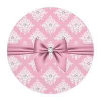 Mouse Pad-Glam Pink Mauve Bow-White Damask Diamonds