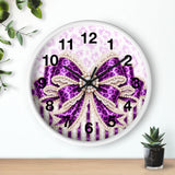 Purple Leopard Bow Couture - Wall Clock