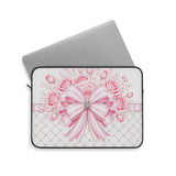 Candy Stripe Pink Couture Bow - Laptop Sleeve