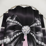 Black Satin Diamond Bow - Pink Polka Dots- Shower Curtains