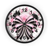 Pink Noir Couture Diamond Bow - Wall Clock