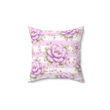 Lilac Sugar Blossom Stripes - Square Pillow