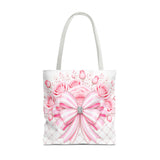 Candy Stripe Pink Couture Bow - Tote Bag