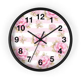 Blush Pink Garden Dream Stripes - Wall Clock