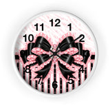 Black & Pink Ruffle Bow Couture | Pink Zebra Print - Wall Clock