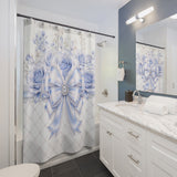 Duchess Blue Diamond Bow - Shower Curtains