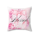 Square Pillow - Pink & Blush Perfume Bottle - Blessed Black