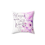 Purple Flower Bouquet - Blessed is the One - Square Pillow (Faith)