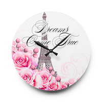 Acrylic Wall Clock - Dreams Come True - Paris Dreams - Pink