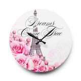 Acrylic Wall Clock - Dreams Come True - Paris Dreams - Pink