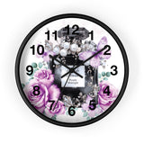 Wall Clock - Purple Midnight Roses - Perfume Bottle White