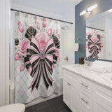 Pink Noir Couture Diamond Bow - Shower Curtains