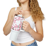 Glam Cup Tumbler, 40oz - Pink Floral Blossoms - White