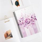 Spiral Notebook (Small) - Lavender Ribbons & Roses - Glam Watercolor Floral Stripes