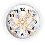 Buttercream Sapphire Blossom Butterfly - Wall Clock