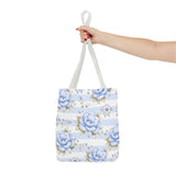 Powder Blue Sugar Blossom Stripes - Tote Bag
