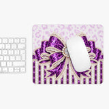Purple Leopard Bow Couture - Mouse Pad