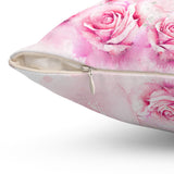 Square Pillow - Pink & Blush Perfume Bottle - Blessed Black