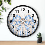 Celestial Blue Diamond | Damask Bow Couture - Wall Clock