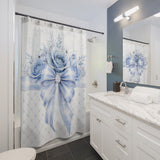 Blue Couture Diamond Bow - Shower Curtains