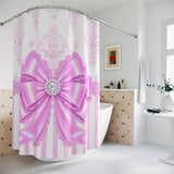 Orchid Lilac Damask Bow - Shower Curtains