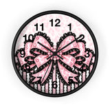 Ballet Pink Black Ruffle Leopard Bow Couture - Wall Clock