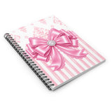 Princess Pink Damask Bow - Spiral Notebook