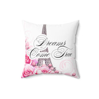 Square Pillow - Dreams Come True - Paris Dreams - Pink