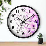 Purple Flower Bouquet - Blessed is the One - Wall Clock (Faith)