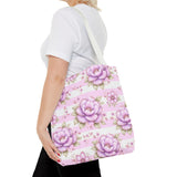 Lilac Sugar Blossom Stripes - Tote Bag