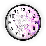 Purple Flower Bouquet - Blessed is the One - Wall Clock (Faith)