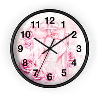 Wall Clock - Pink Blush & Roses Perfume Bottle - Blessed
