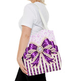 Purple Leopard Bow Couture - Tote Bag