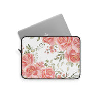 Laptop Sleeve-Luscious Pink Floral-Gold Trim