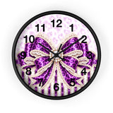 Purple Leopard Bow Couture - Wall Clock