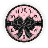 Obsidian Lace Bow in Princess Pink - Wall Clock