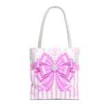 Orchid Lilac Damask Bow - Tote Bag