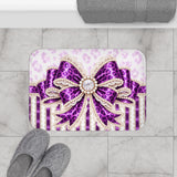 Purple Leopard Bow Couture - Bath Mat