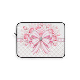 Candy Stripe Pink Couture Bow - Laptop Sleeve