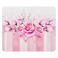 Mouse Pad -  Blush Ribbons & Roses - Glam Watercolor Floral Stripes