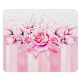Mouse Pad -  Blush Ribbons & Roses - Glam Watercolor Floral Stripes