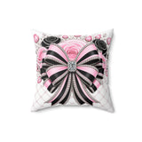 Pink Noir Couture Diamond Bow - Square Pillow