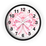 Candy Stripe Pink Couture Bow - Wall Clock