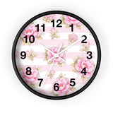 Blush Pink Garden Dream Stripes - Wall Clock