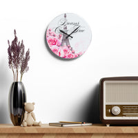 Acrylic Wall Clock - Dreams Come True - Paris Dreams - Pink