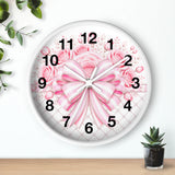 Candy Stripe Pink Couture Bow - Wall Clock